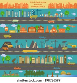 Set of modern city elements for creating your own maps of the city. Infographics. Vector illustration