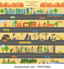 Set of modern city elements for creating your own maps of the city. Infographics. Vector illustration