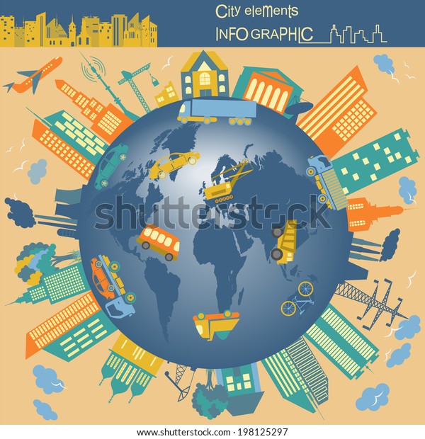 Set of modern city\
elements for creating your own maps of the city. Infographic.\
Vector illustration