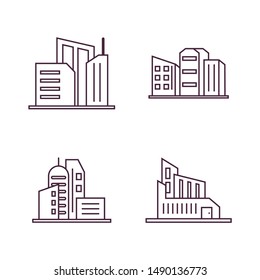 Set Of Modern City Logo Design Template. Skyline Design Vector Illustration