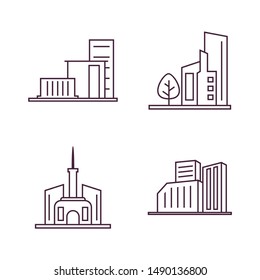 Set Of Modern City Logo Design Template. Skyline Design Vector Illustration