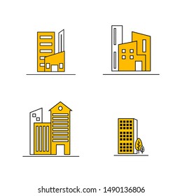 Set Of Modern City Logo Design Template. Skyline Design Vector Illustration