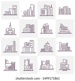 Set Of Modern City Logo Design Template. Skyline Design Vector Illustration