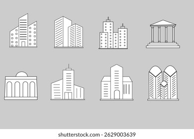 Set Of Modern City Logo Design Template. blackline Design Vector Illustration