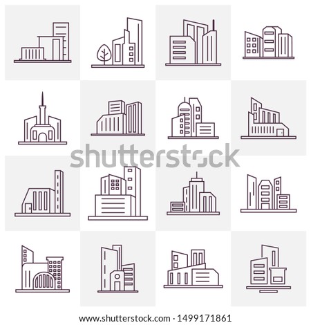 Set Of Modern City Logo Design Template. Skyline Design Vector Illustration