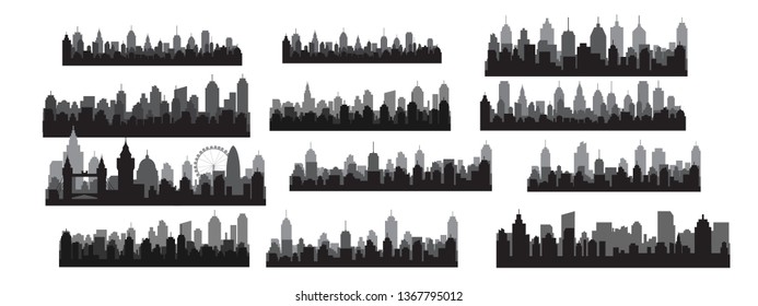 Set Modern City Skyline Vector