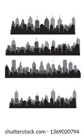 Set Modern City Skyline Vector