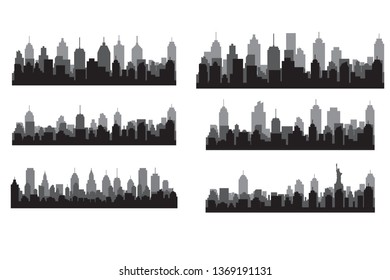 Set Modern City Skyline Vector