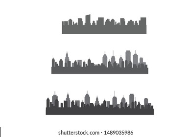 Set Modern City Skyline Vector Isolated on white background