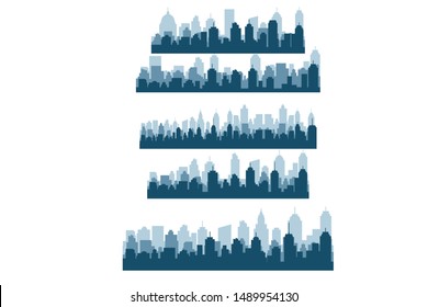 Set Modern City Skyline Vector Isolated on white background