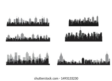 Set Modern City Skyline Vector Isolated on white background