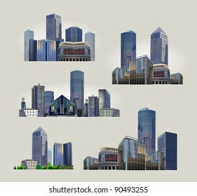 set of modern city views