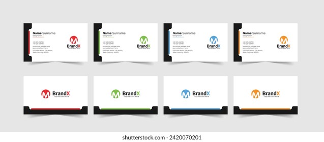 Set of modern, clean and professional double-sided business card vector templates, modern visiting cards, call cards template