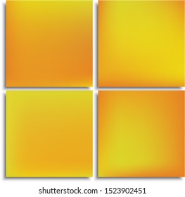 Set of modern color gradient backgrounds. Graphic backdrop with soft shadow. Vector illustration concept. Yellow colored, natural screen design for user interface or mobile app.