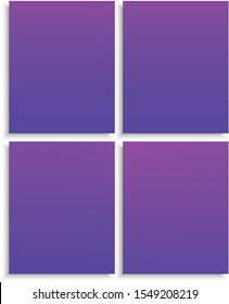 Set of modern color gradient backgrounds. Cool backdrop with soft shadow. Vector illustration elements. Violet colored, natural screen design for user interface or mobile app.