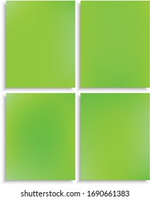 Set of modern color gradient backgrounds. Clean backdrops with soft shadow. Vector illustration space. Green colored, natural screen design for user interface or mobile app.