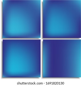 Set von modernen Farbverlauf-Hintergründen. Vektorillustration-Illustrationselemente. Reinigen Sie die Rückwürfe mit weichem Schatten. Blaues, natürliches Bildschirmdesign für die Benutzeroberfläche oder mobile App.