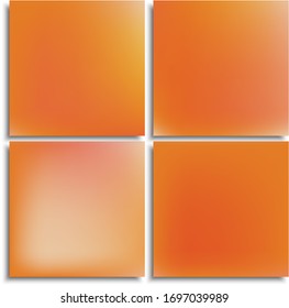 Set of modern color gradient backgrounds. Effective backdrop with soft shadow. Vector illustration pastel. Orange colored, natural screen design for user interface or mobile app.