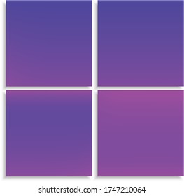 Set of modern color gradient backgrounds. Vector illustration space. Flat backdrop with soft shadow. Violet colored, natural screen design for user interface or mobile app.