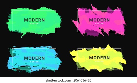 Set Of Modern Colorful Abstract Splash Paint Frame Design Template