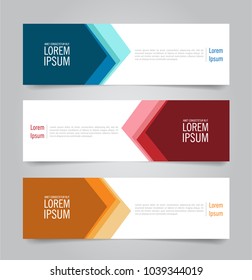 Set of Modern Colorful banner template. Blue, Red and Orange Banner design. Horizontal advertising banner.