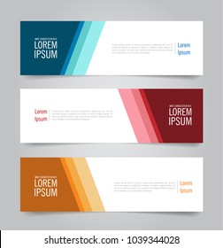 Set of Modern Colorful banner template. Blue, Red and Orange Banner design. Horizontal advertising banner.