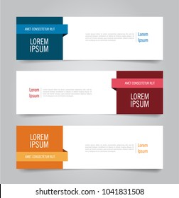 Set of Modern Colorful banner template. Blue, Red and Purple Banner design.