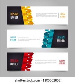 Set of Modern Colorful banner template. Blue, Red and Yellow Banner design. Horizontal advertising banner.
