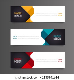 Set of Modern Colorful banner template. Yellow, Red and Blue Banner design. Horizontal advertising banner.