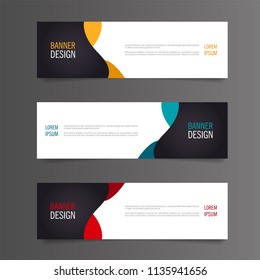 Set of Modern Colorful banner template. Yellow, Red and Blue Banner design. Horizontal advertising banner.