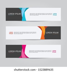 Set of Modern Colorful banner template. Blue, Red and Purple Banner design. Horizontal advertising banner.
