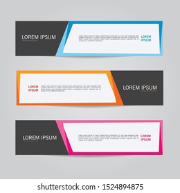 Set of Modern Colorful banner template. Blue, Red and Purple Banner design. Horizontal advertising banner.