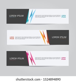 Set of Modern Colorful banner template. Blue, Red and Purple Banner design. Horizontal advertising banner.