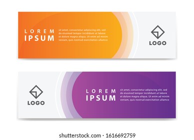 Set of Modern Colorful banner template. Orange and Purple Banner design. Horizontal advertising banner.