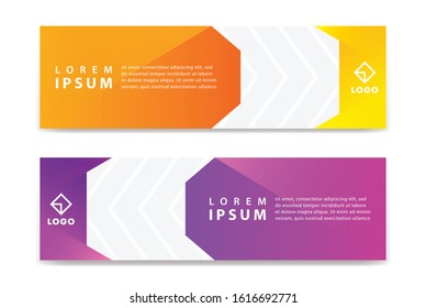 Set of Modern Colorful banner template. Orange and Purple Banner design. Horizontal advertising banner.