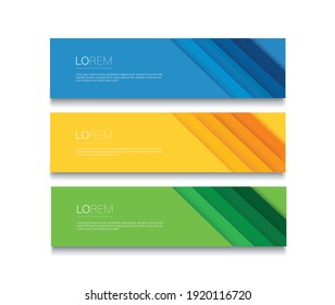 Set of modern colorful banner template. Blue, Orange and Green Banner design