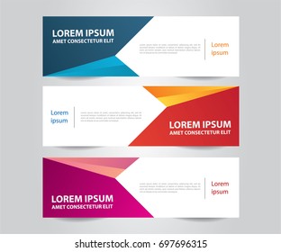 Set of Modern Colorful banner template. Blue, Red and Purple Banner design. Horizontal advertising banner.