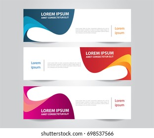 Set of Modern Colorful banner template. Blue, Red and Purple Banner design. Horizontal advertising banner.