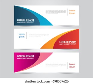 Set of Modern Colorful banner template. Blue, Red and Purple Banner design. Horizontal advertising banner.
