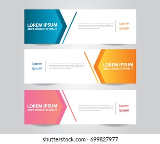 Set of Modern Colorful banner template. Blue, Red and Purple Banner design. Horizontal advertising banner.