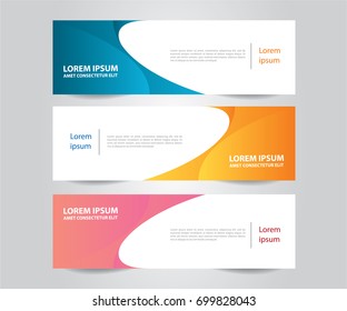 Set of Modern Colorful banner template. Blue, Red and Purple Banner design. Horizontal advertising banner.