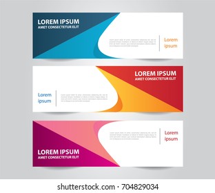 Set of Modern Colorful banner template. Blue, Red and Purple Banner design. Horizontal advertising banner.