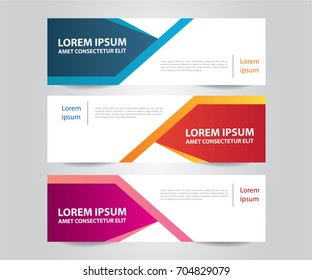 Set of Modern Colorful banner template. Blue, Red and Purple Banner design. Horizontal advertising banner.