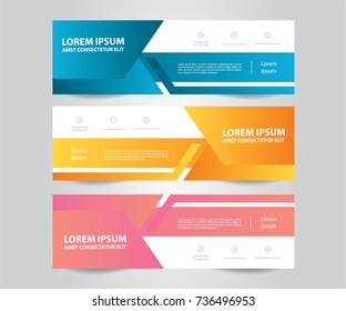 Set of Modern Colorful banner template. Blue, Orange and Purple Banner design. Horizontal advertising banner.