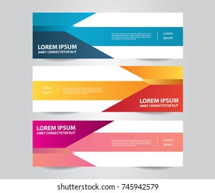 Set of Modern Colorful banner template. Blue, Red and Purple Banner design. Horizontal advertising banner.