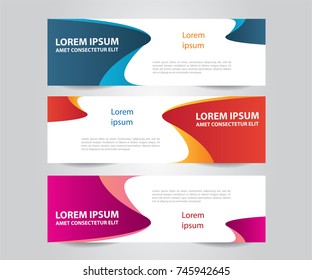 Set of Modern Colorful banner template. Blue, Red and Purple Banner design. Horizontal advertising banner.