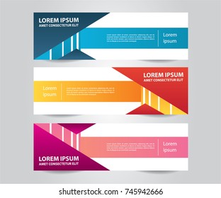 Set of Modern Colorful banner template. Blue, Red and Purple Banner design. Horizontal advertising banner.