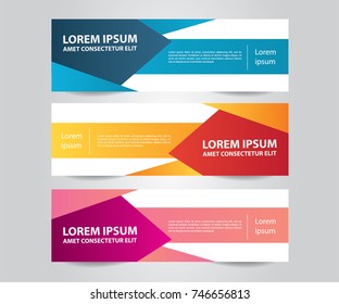 Set of Modern Colorful banner template. Blue, Red and Purple Banner design. Horizontal advertising banner.