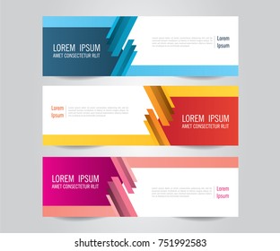 Set of Modern Colorful banner template. Blue, Red and Purple Banner design.