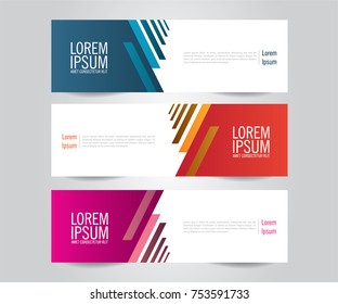 Set of Modern Colorful banner template. Blue, Red and Purple Banner design.